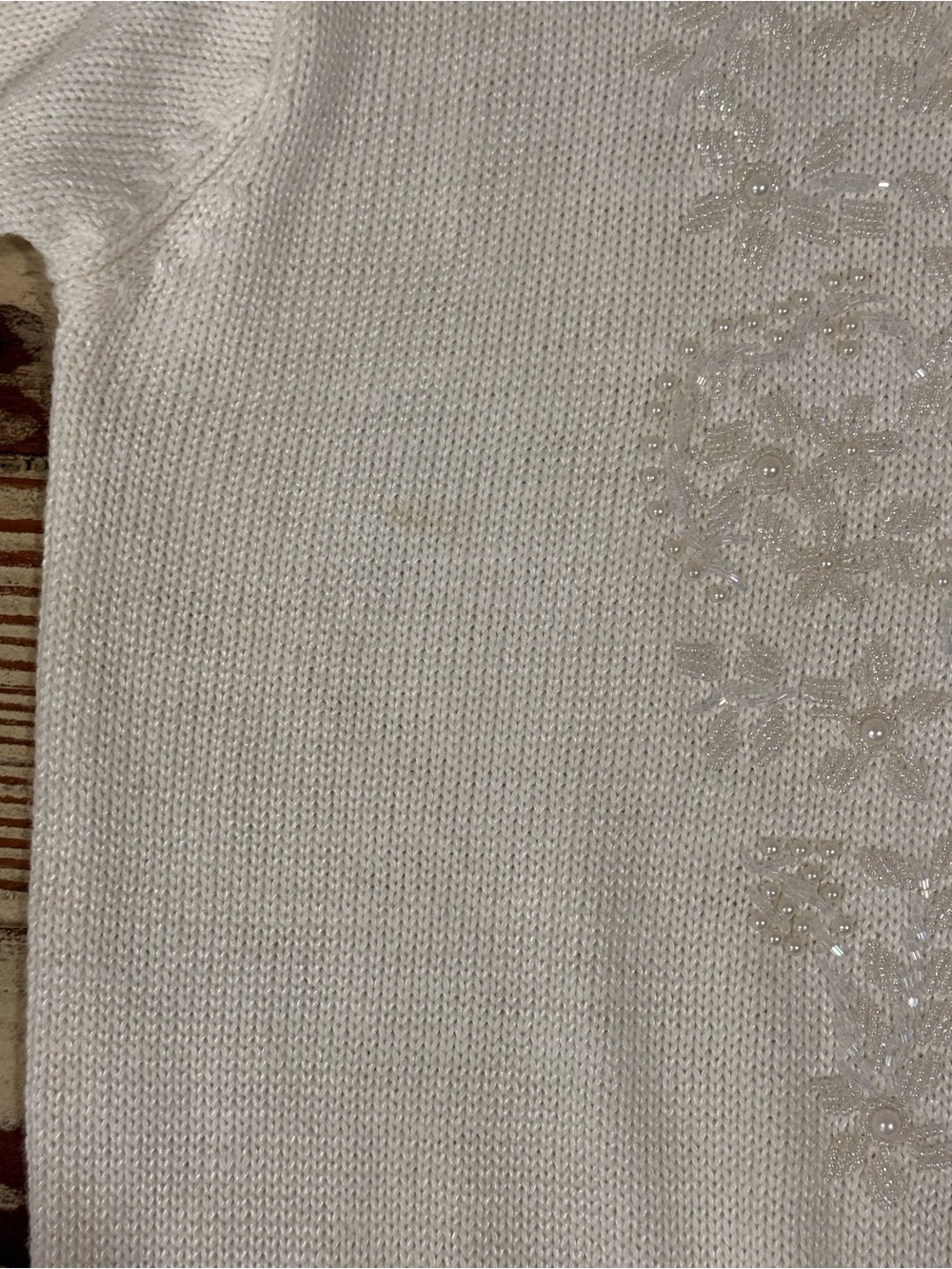 Vintage Dana Scott Cream Beaded Cardigan Sweater Size Small - Picture 7 of 11